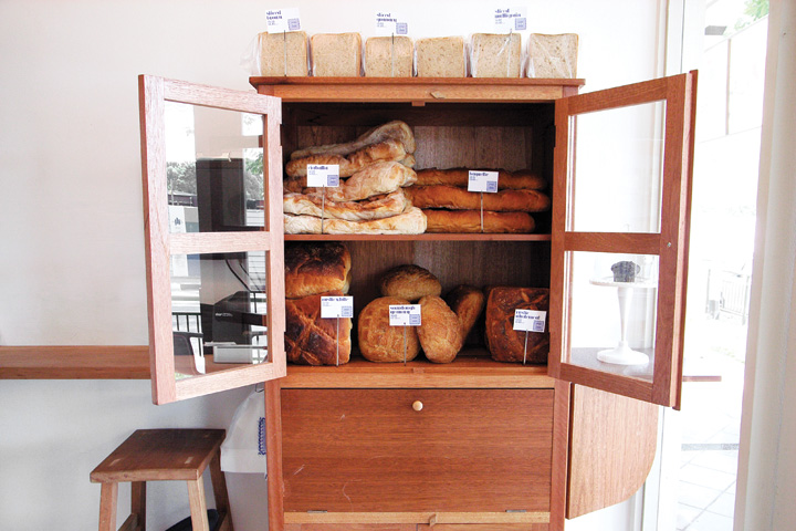 A custom-made bread display designed by the client.