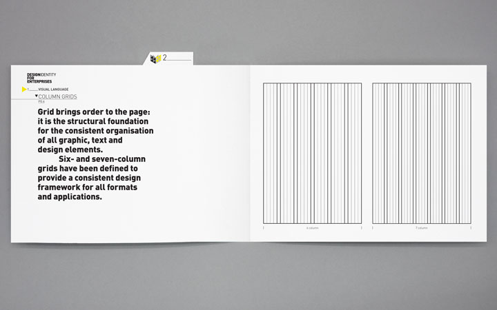 Identity manual book 2: Grids, typography and application of identity using design examples.