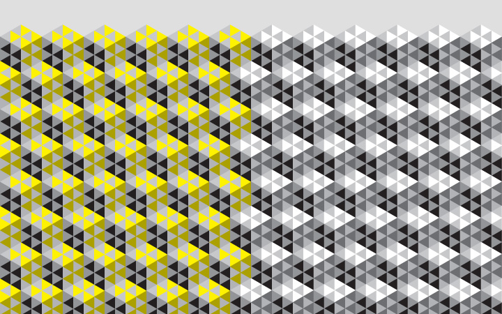 The same hexagonal unit tessellated – creating a wordless expression of the brand wallpaper.