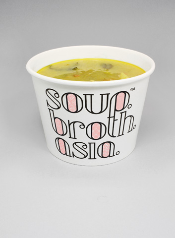 A take-out soup bowl.